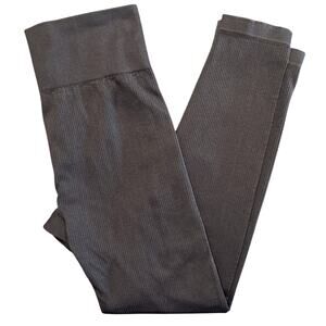 OQQ Ribbed Seamless Leggings, Black, Women's Size Large